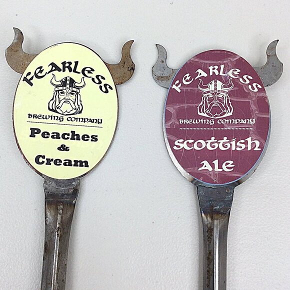 Lot 2 Fearless Brewing Company Beer Tap Handles Scottish Ale Quaff Peaches Cream - Picture 2 of 6